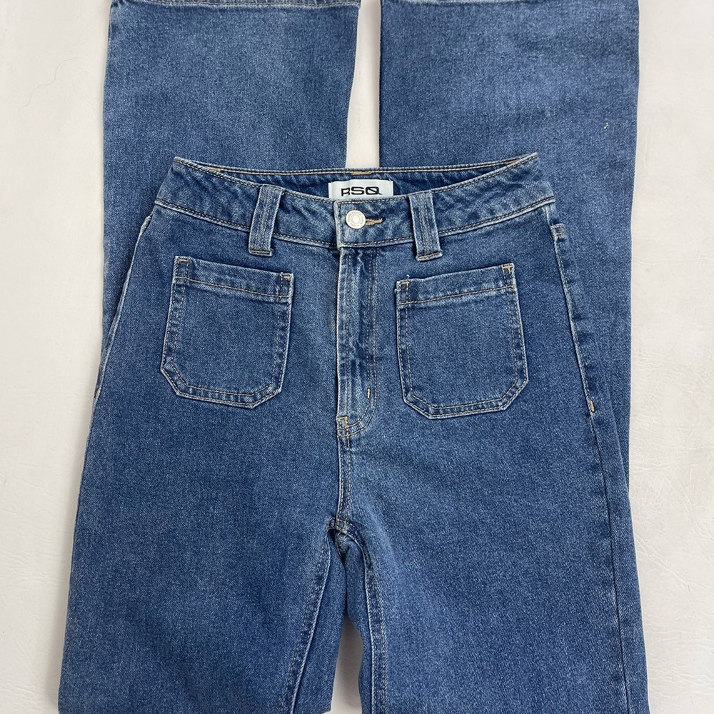 RSQ Dark Blue Flare Jeans, Patch Front Pockets – Size 25 - Picture 3 of 12